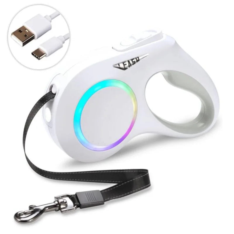 NightGlow™| Laisse rétractable avec LED et Sangle Anti-Torsion - Pattes Calines