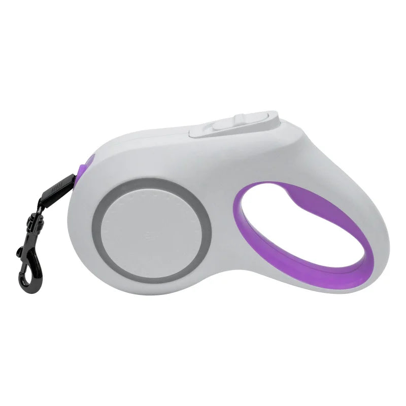 Laisse rétractable avec LED et Sangle Anti-Torsion-blanc-violet