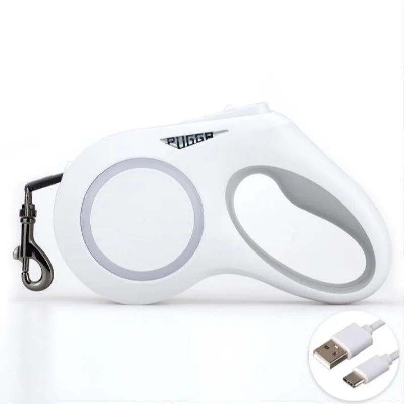 Laisse rétractable avec LED et Sangle Anti-Torsion